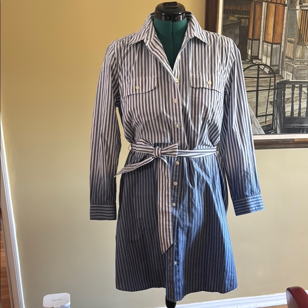 Ombré Striped Shirt Dress